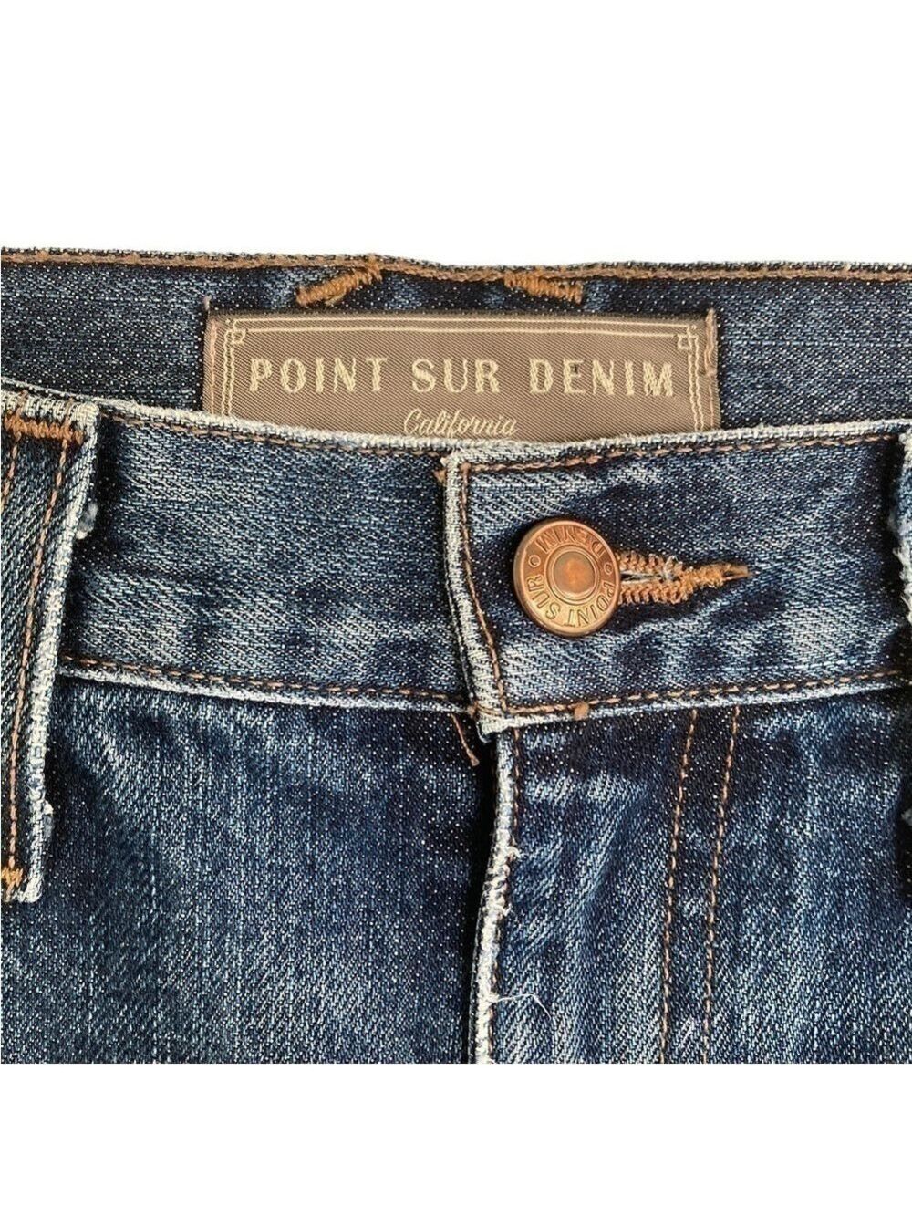 Point Sur Shoreditch Straight Leg Raw Hem Denim Jeans Patch Distressed sz 28 - Picture 11 of 15